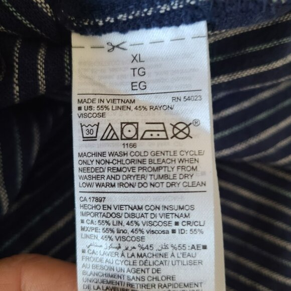 Old Navy Linen Blend Striped Button Front Midi Dress XL Pockets Cottagecore - Picture 6 of 9